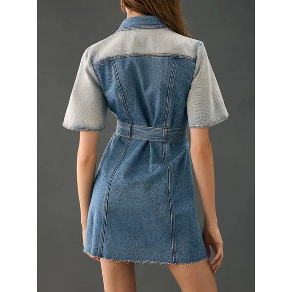 Significant Other Teddie Belted Denim Dress in Blue sz 12 - Picture 3 of 6